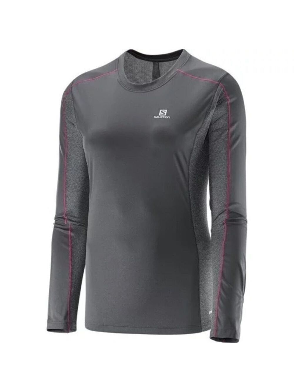 Salomon Agile Long Sleeve Women's Running T-Shirt Grey & Pink, size M